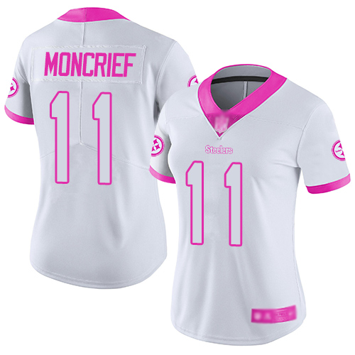 Women Pittsburgh Steelers Football #11 Limited White Pink Donte Moncrief Rush Fashion Nike NFL Jersey->women nfl jersey->Women Jersey